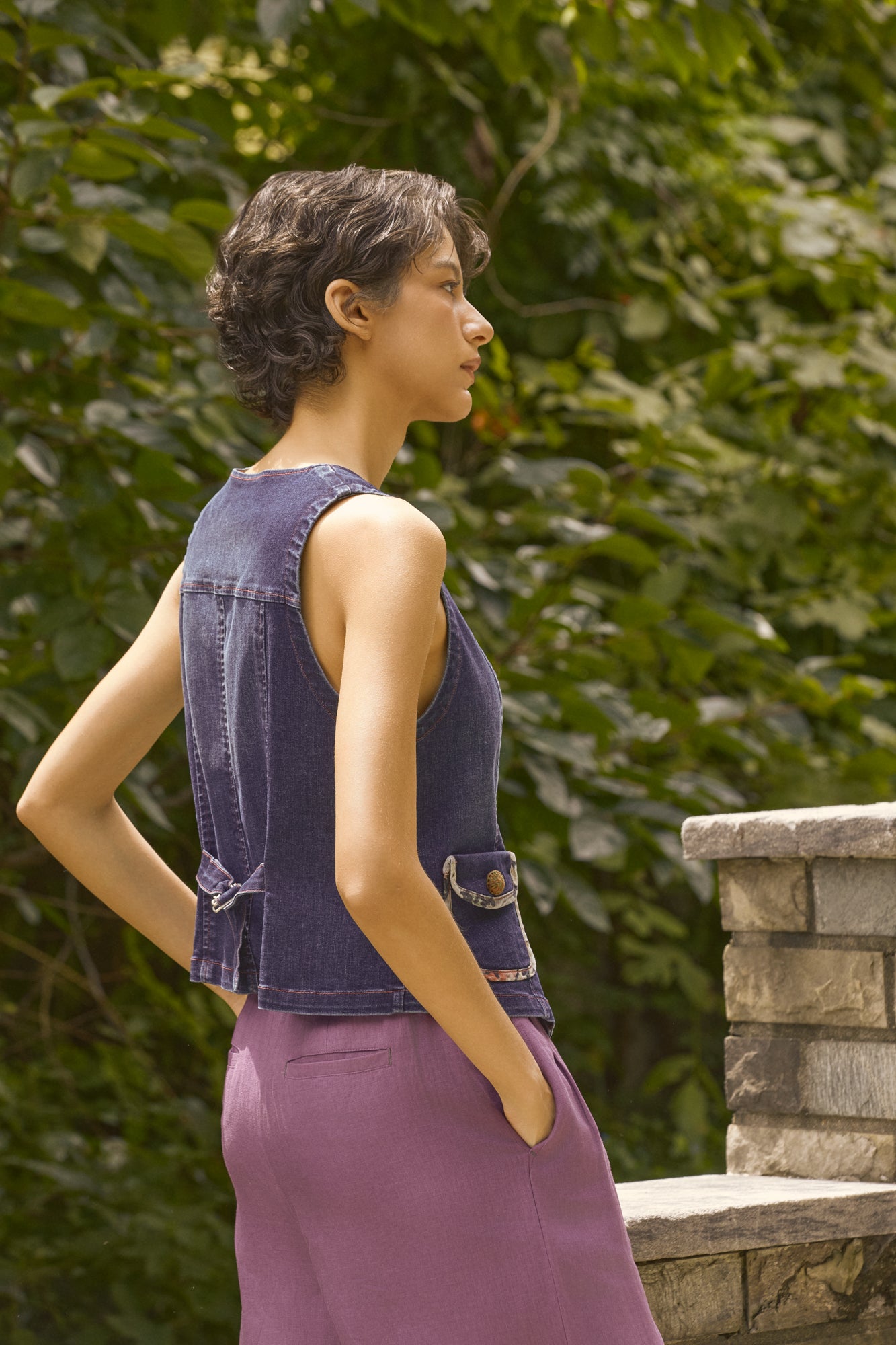 Zabara V-neck denim vest