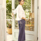 Wide-Leg Denim Pants with Logo Detail