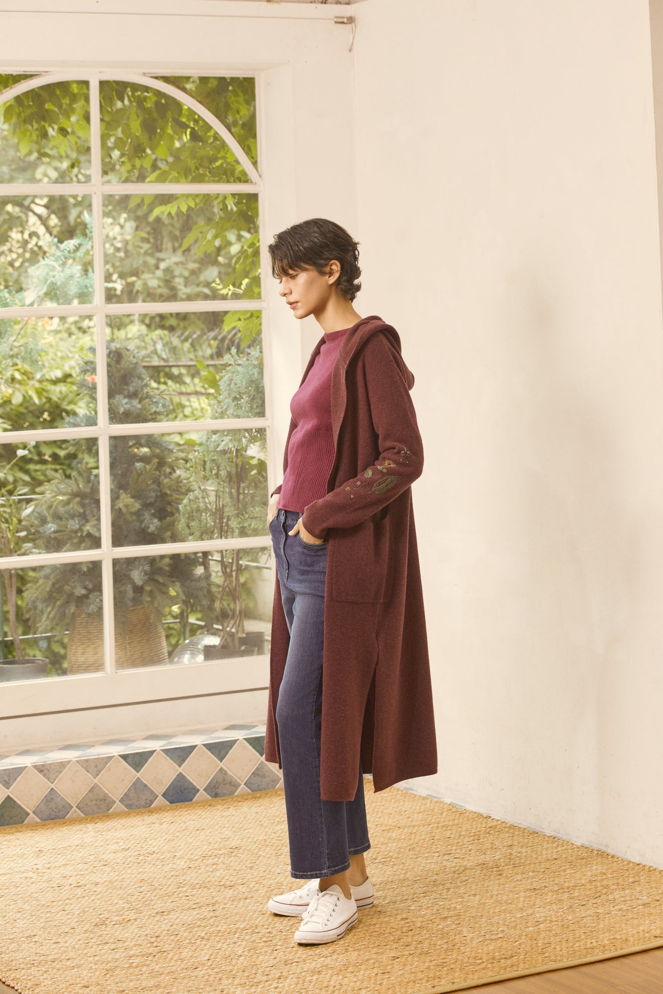 Hooded Long Cardigan with Big Pockets