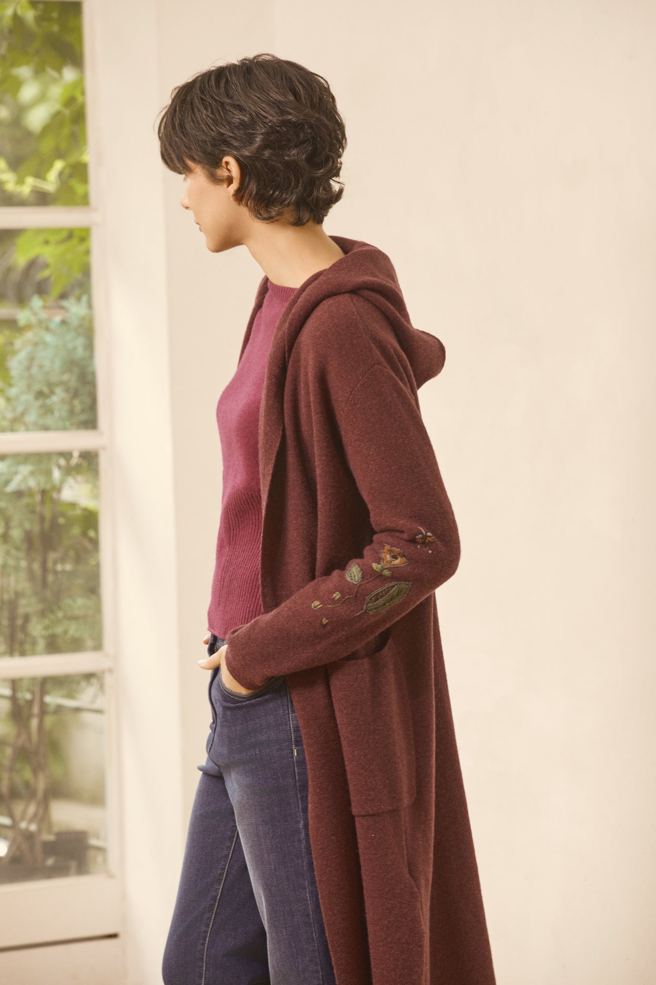 Hooded Long Cardigan with Big Pockets