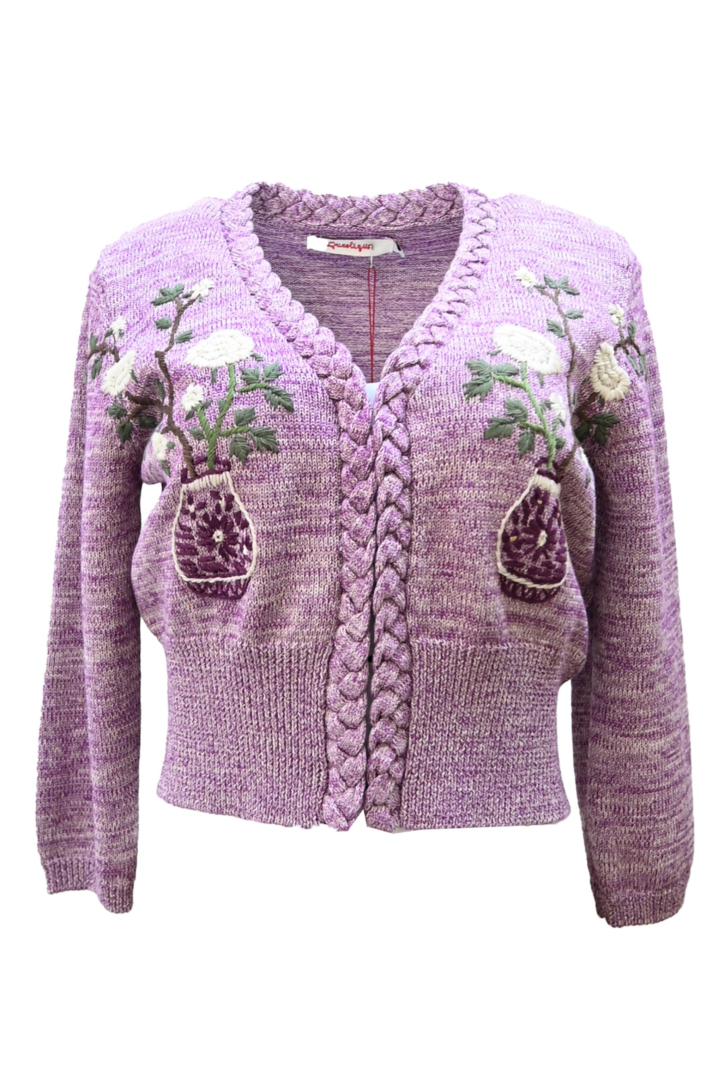 Linen cotton embroidery capri cardigan