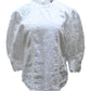 Embroidered fabric three-quarter length blouse