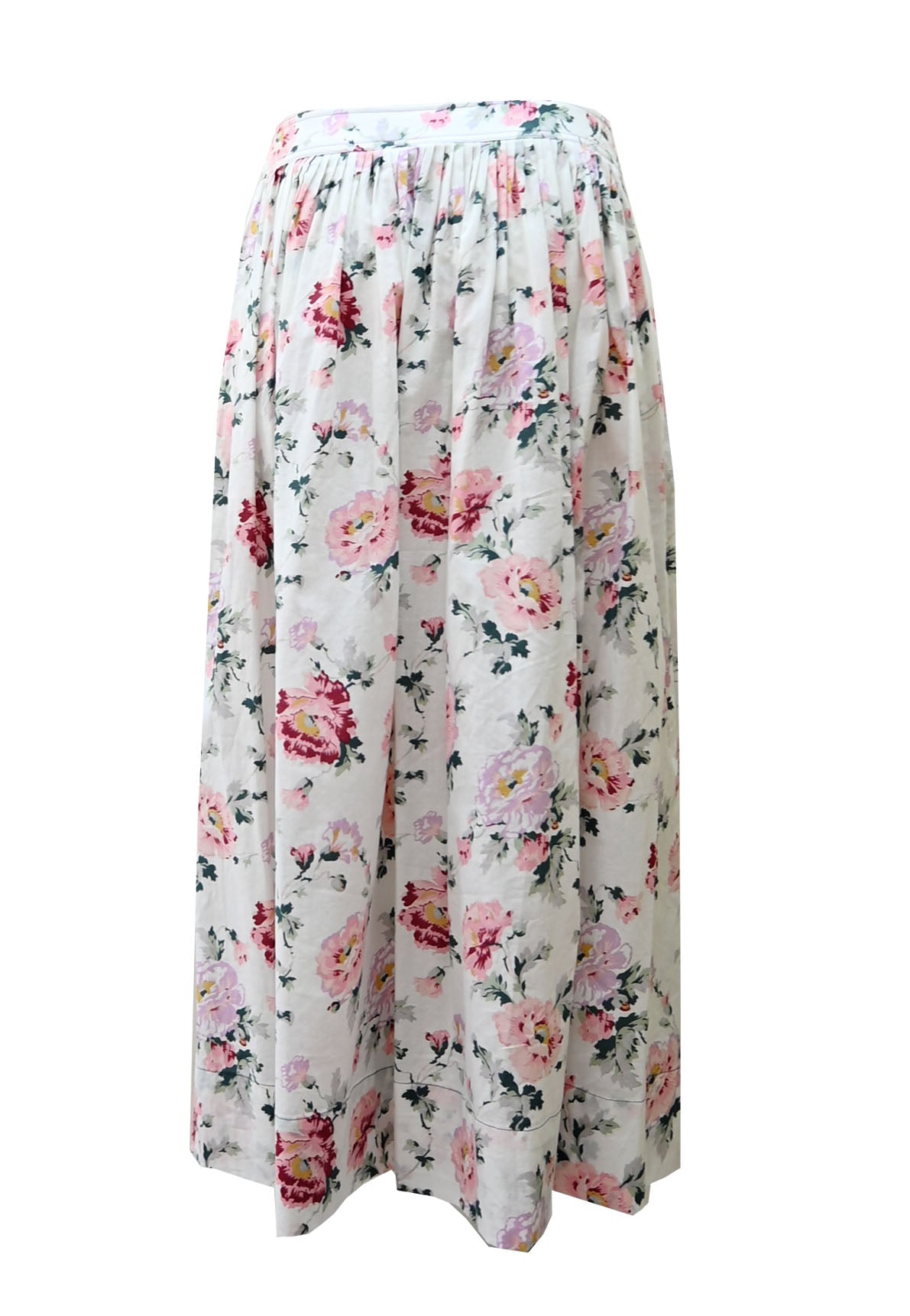 Cotton floral button gather skirt