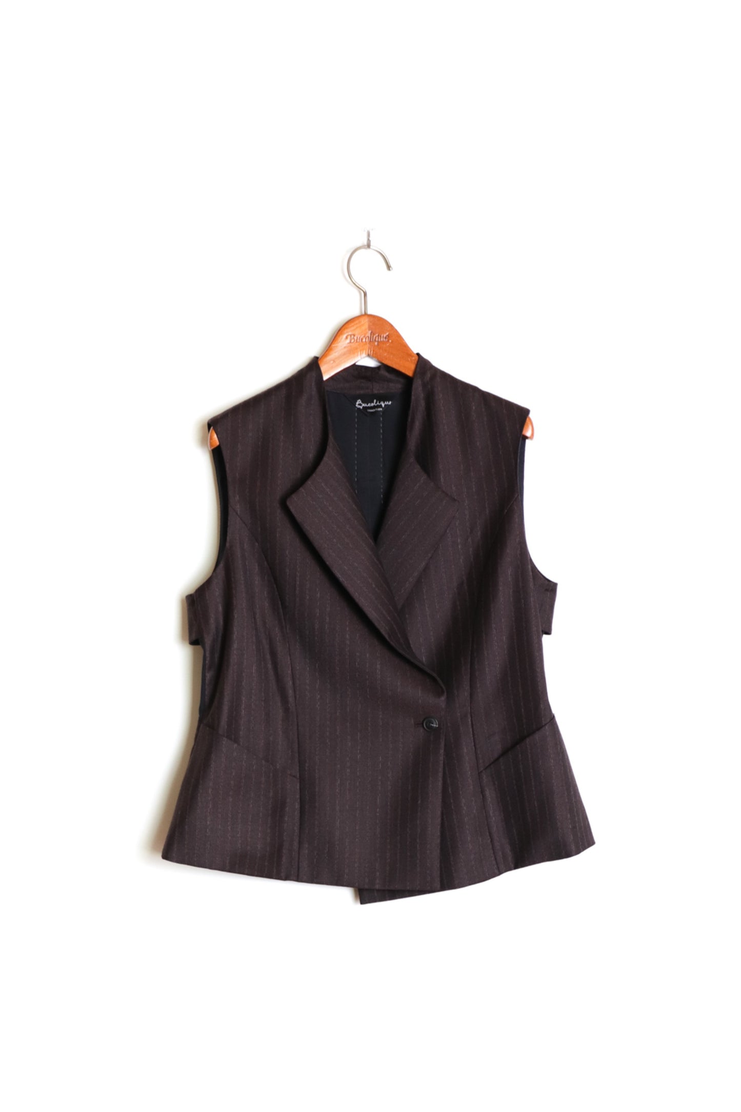 One Button Wool & Silk Vest