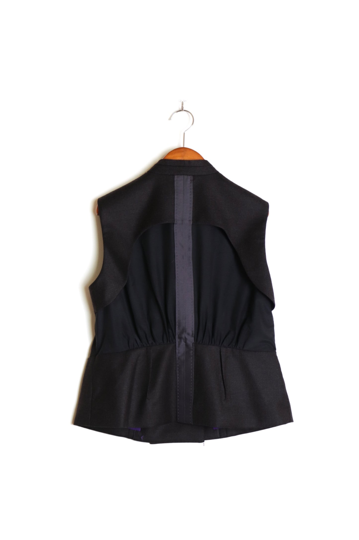 One Button Wool & Silk Vest