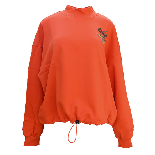 Embroidery Detail Waist String Sweatshirt