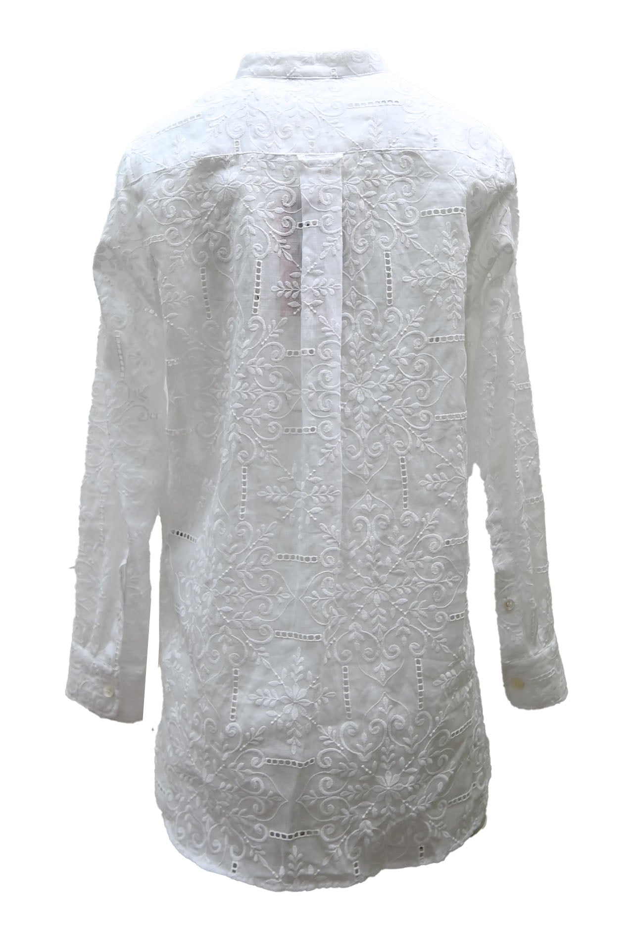 Lamy fabric embroidery collarless blouse