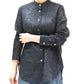 Lamy fabric embroidery collarless blouse