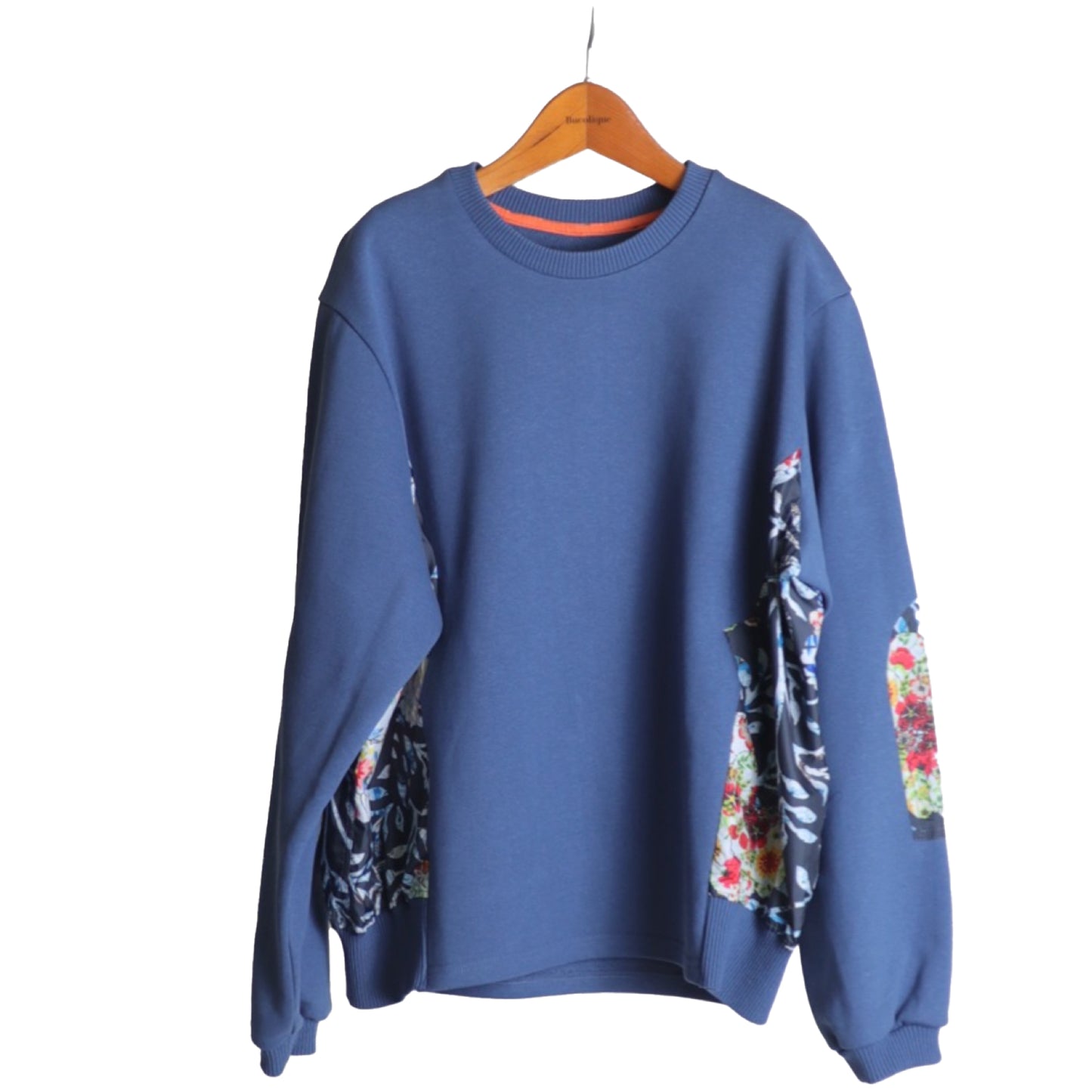 Printed Textile Matched Sweat Shirt