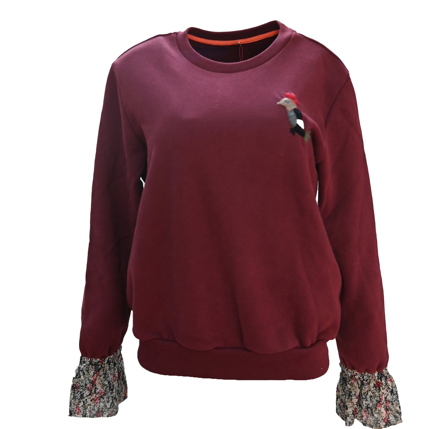 Matched Sleeve Embroided Fleece Sweatshirt