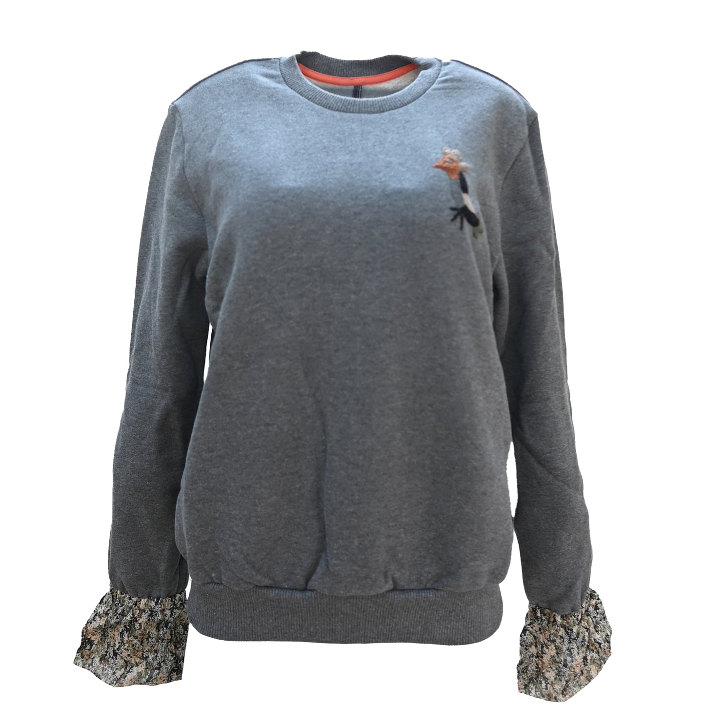 Matched Sleeve Embroided Fleece Sweatshirt