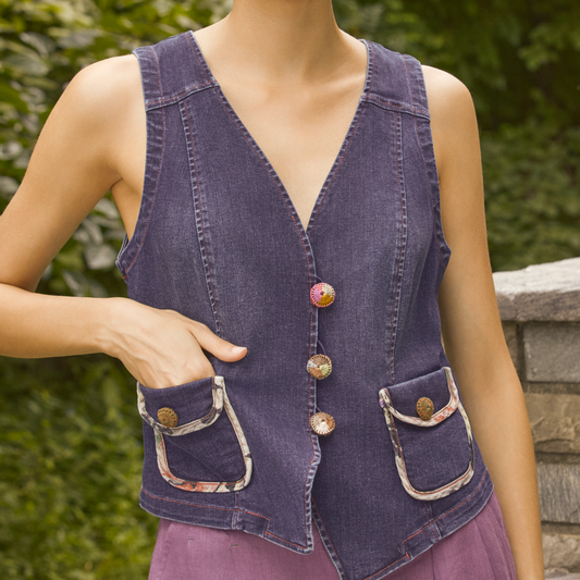 Zabara V-neck denim vest