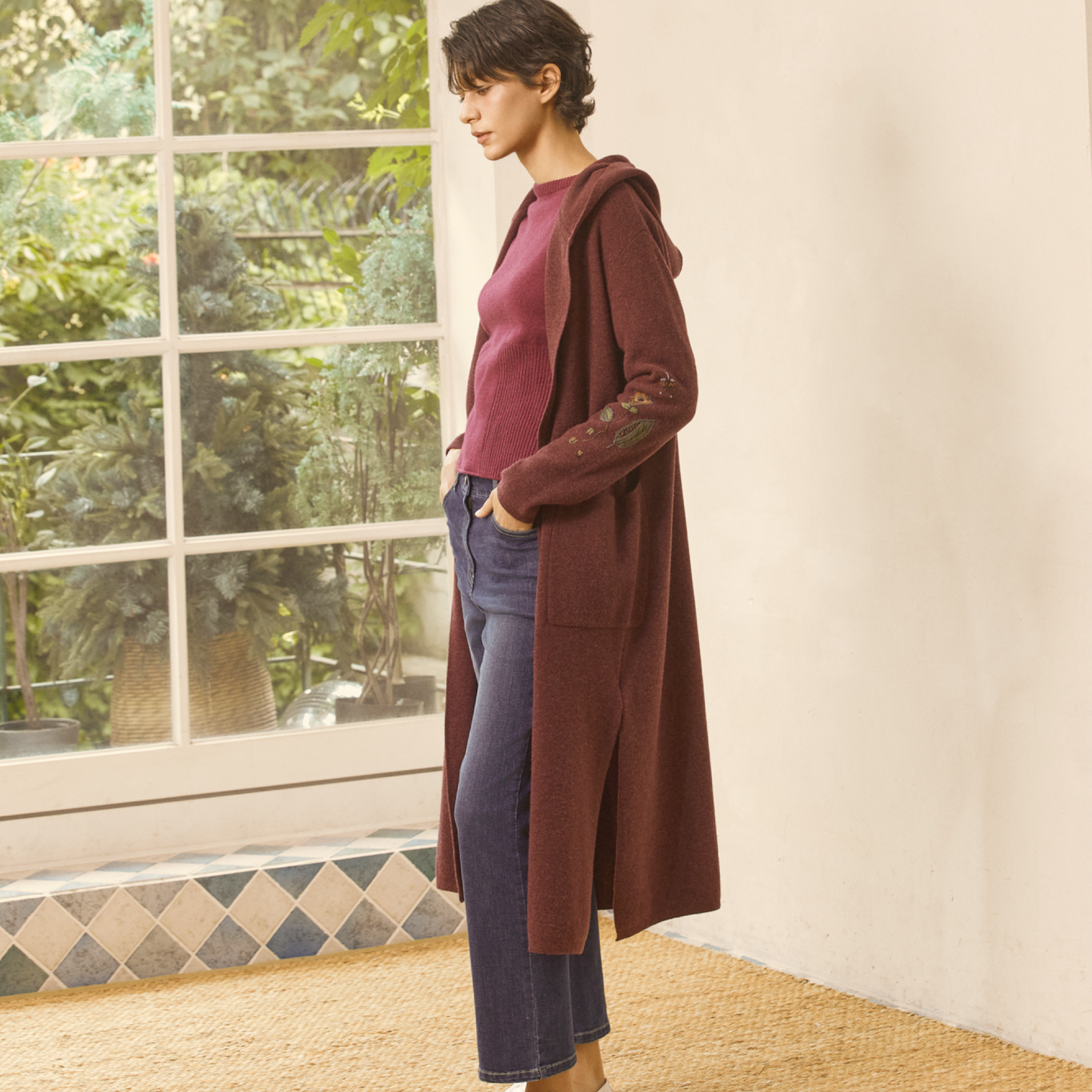 Hooded Long Cardigan with Big Pockets