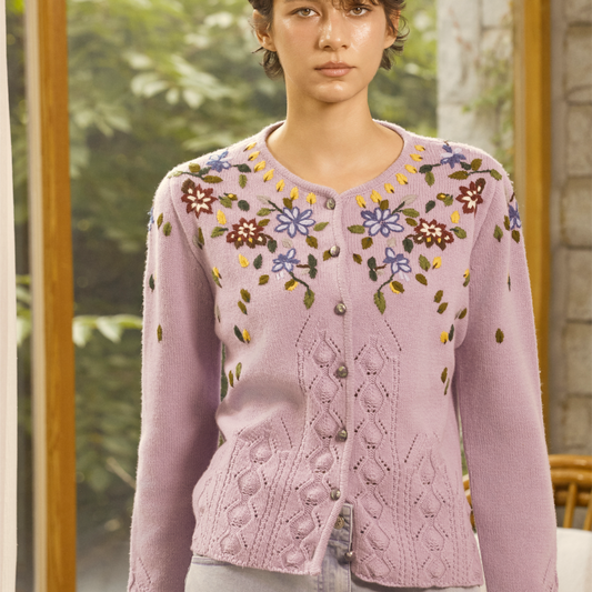 Floral embroidered cardigan